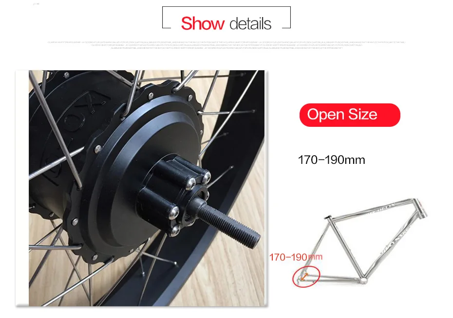 Snow Electric Bike Kit 48V 1000W Rear Brushless Gear Hub Motor Wheel 170MM 190MM Open Size 20“ 26“ Fat Tire for Snow EBike