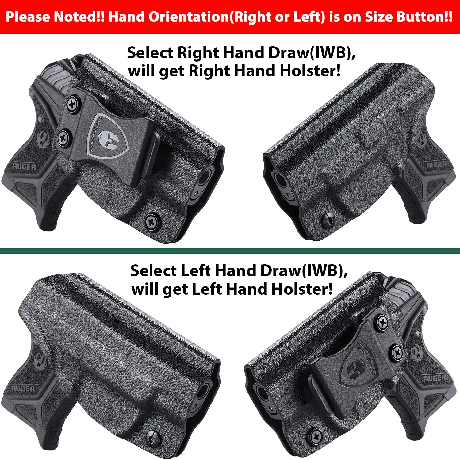 Ruger LCP II Holster IWB Kydex,Not Fit LCP .380 & LCP II .22 LR,Inside Waistband Concealed Carry, Adj. Cant Right/Left