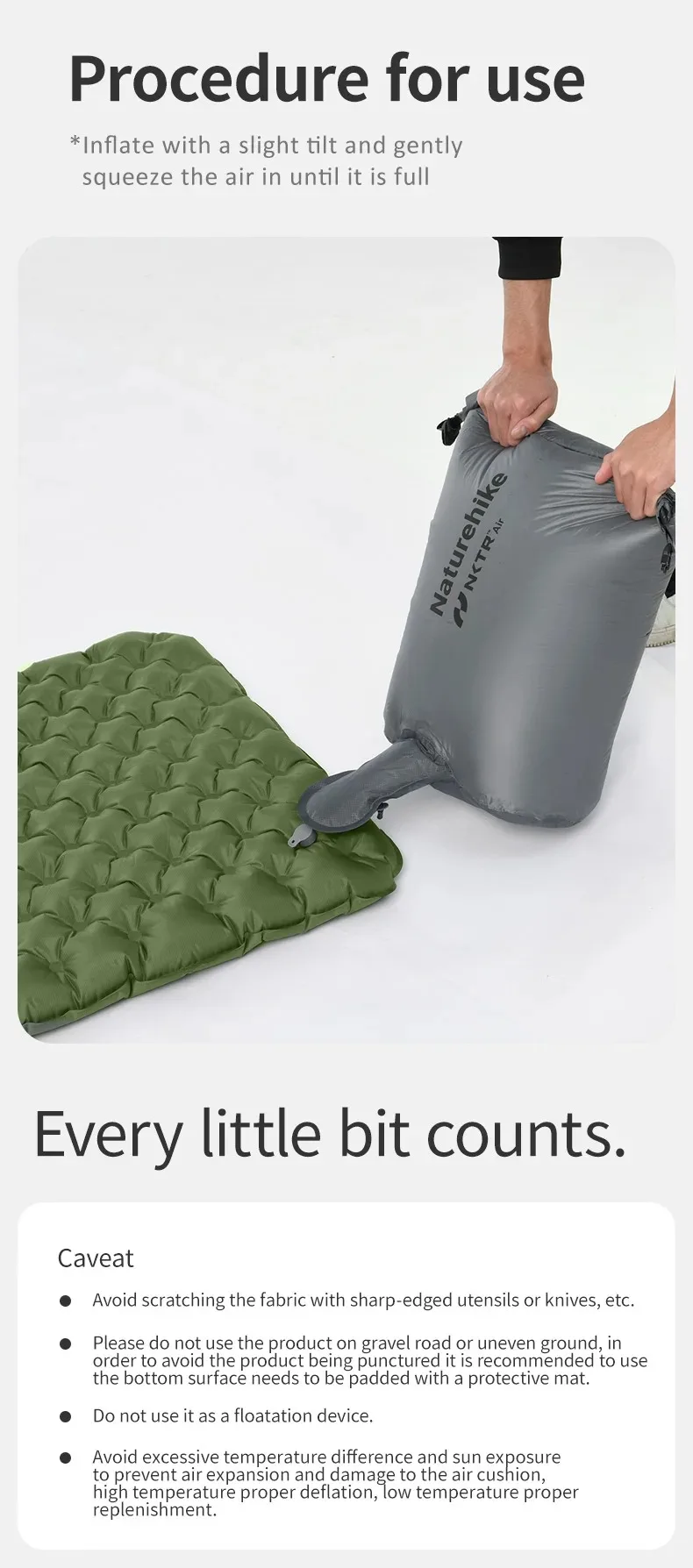 Naturehike 2024 New Camping Mattress 4.6 High R-Value Ultralight Folding Beach Air Sleeping Pad Outdoor Hiking Air Mattress