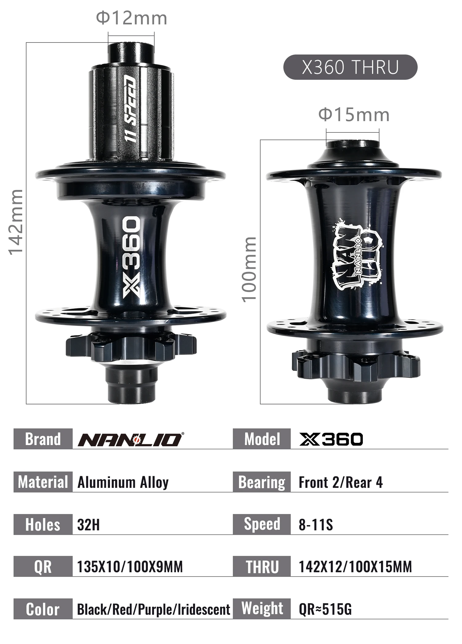 NanLio X360 Bicycle Hubs 8 Pawl 3 Tooth 360T Noise Hub 32 Hole Sealed Bearings Lubricated Bike Wheel Hub HG 8 9 10 11 Speed