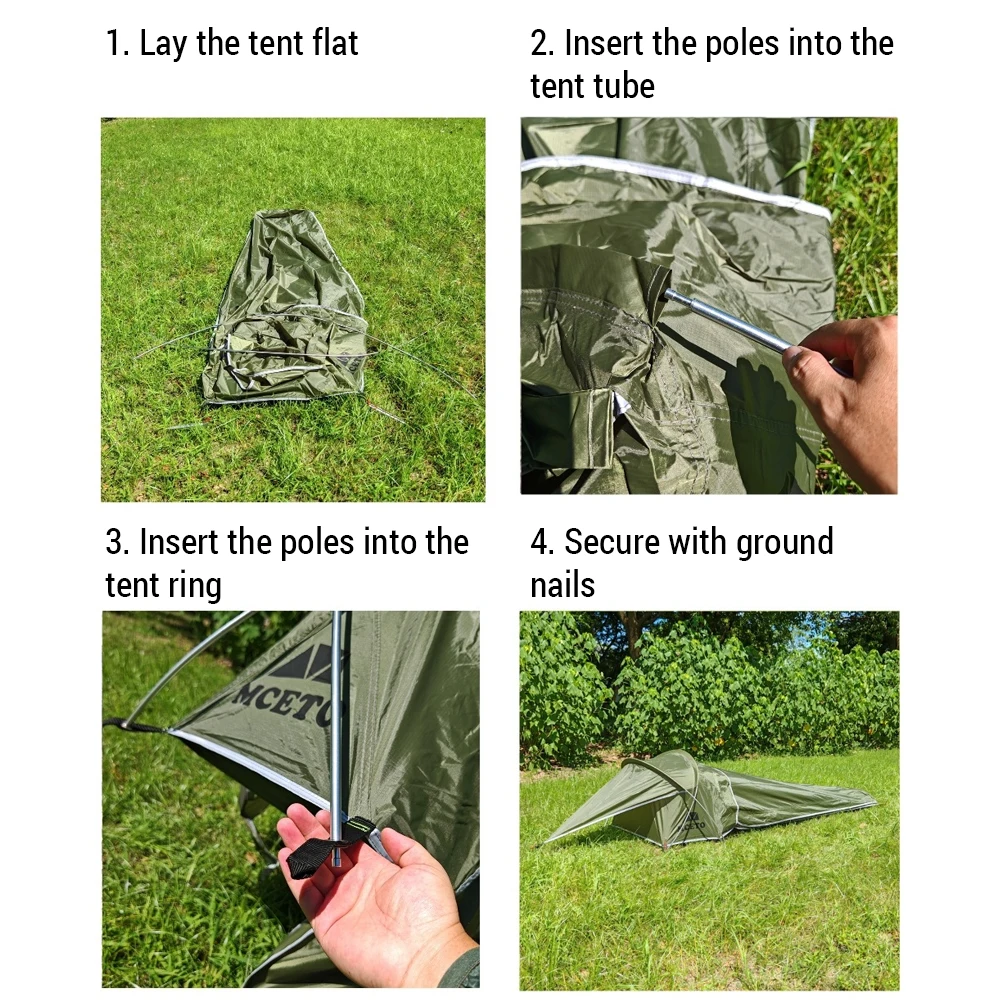 Ultralight Single Person Bivy Tent Waterproof 1 Man Tent for Outdoor Camping Hiking Backpacking Traveling Tent Camp Accessories