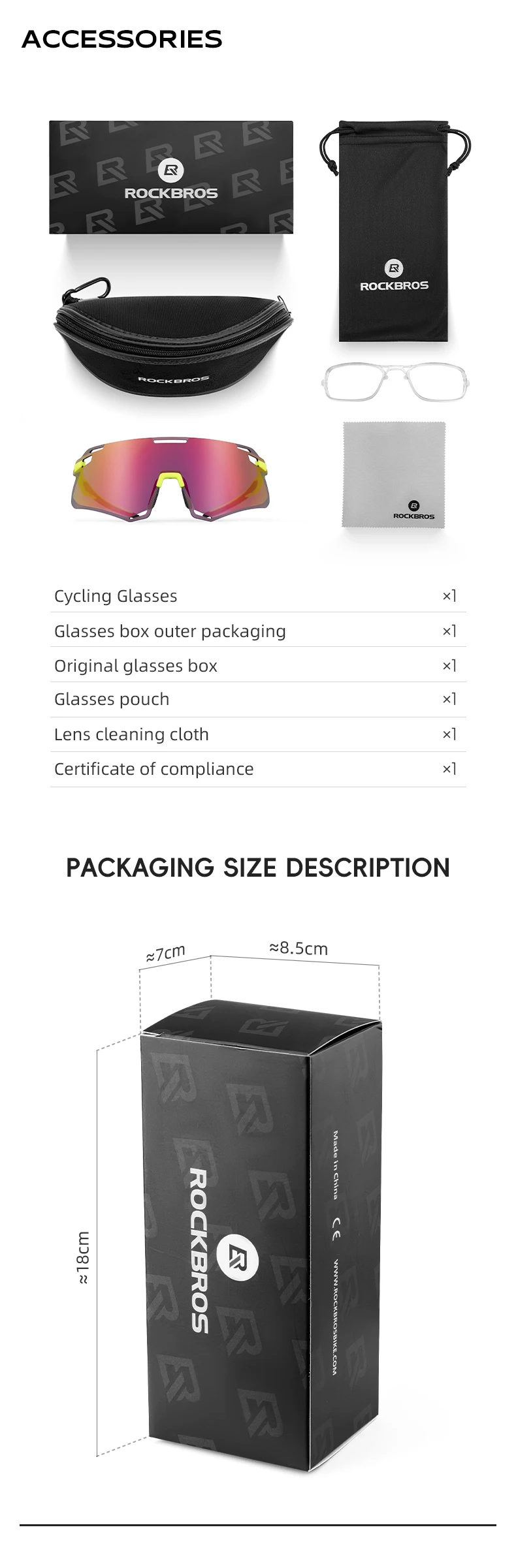 ROCKBROS Photochromic Cycling Glasses HD Curved Lens Ultra-Light Bicycle Glasses Outdoor Cycling Eyewear UV Protection Goggles