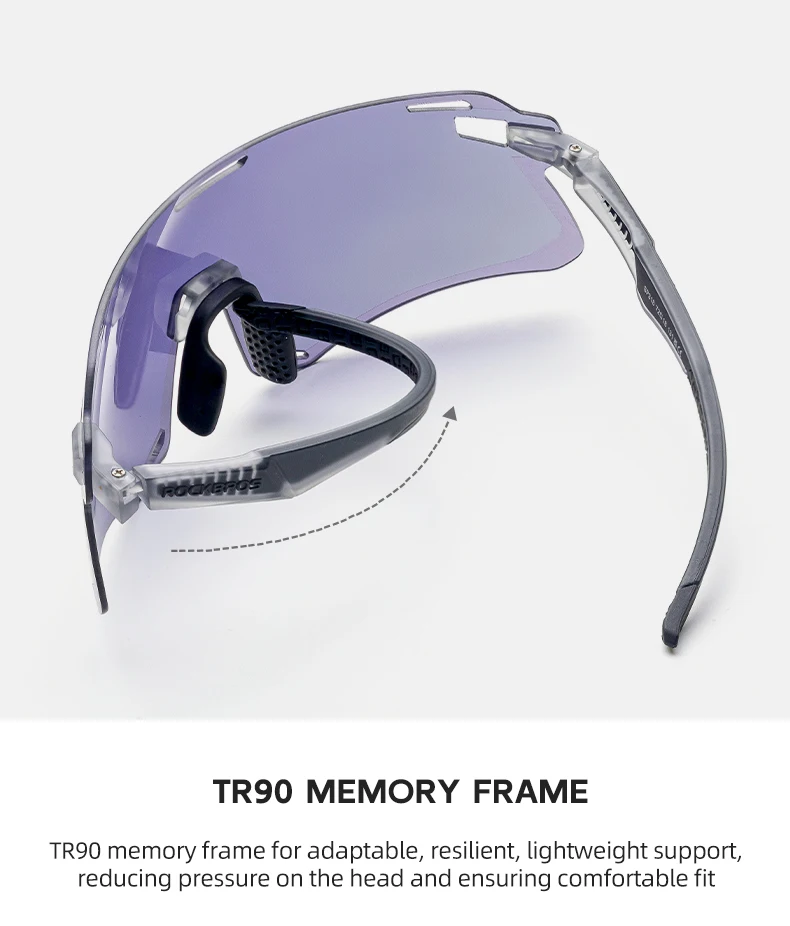 ROCKBROS Photochromic Cycling Glasses HD Curved Lens Ultra-Light Bicycle Glasses Outdoor Cycling Eyewear UV Protection Goggles