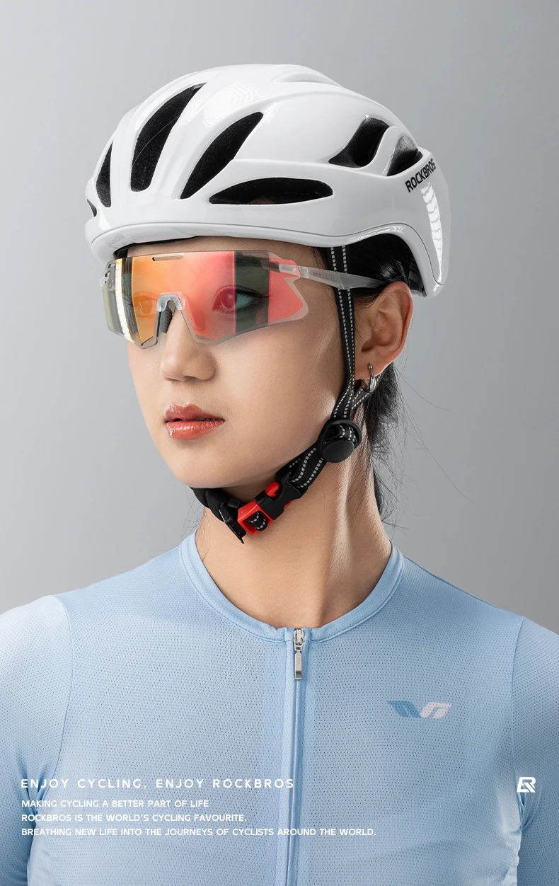 ROCKBROS Photochromic Cycling Glasses HD Curved Lens Ultra-Light Bicycle Glasses Outdoor Cycling Eyewear UV Protection Goggles