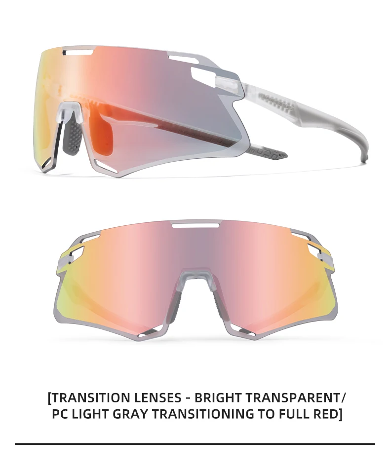 ROCKBROS Photochromic Cycling Glasses HD Curved Lens Ultra-Light Bicycle Glasses Outdoor Cycling Eyewear UV Protection Goggles