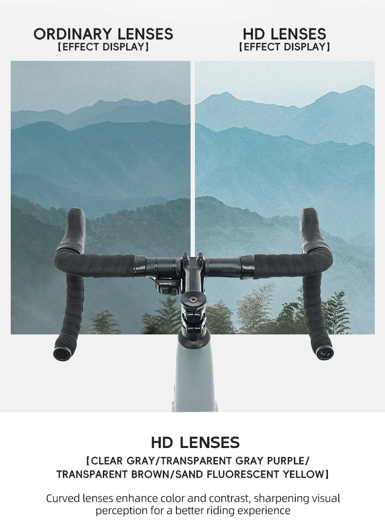 ROCKBROS Photochromic Cycling Glasses HD Curved Lens Ultra-Light Bicycle Glasses Outdoor Cycling Eyewear UV Protection Goggles