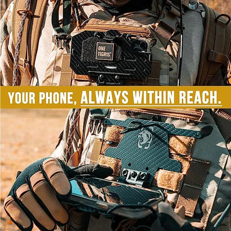 ONETIGRIS Tactical Vest Phone Holder, Universal Chest Cell Phone Board Plate Carrier Phone Mount for Screen Size 4.7"-6.7"