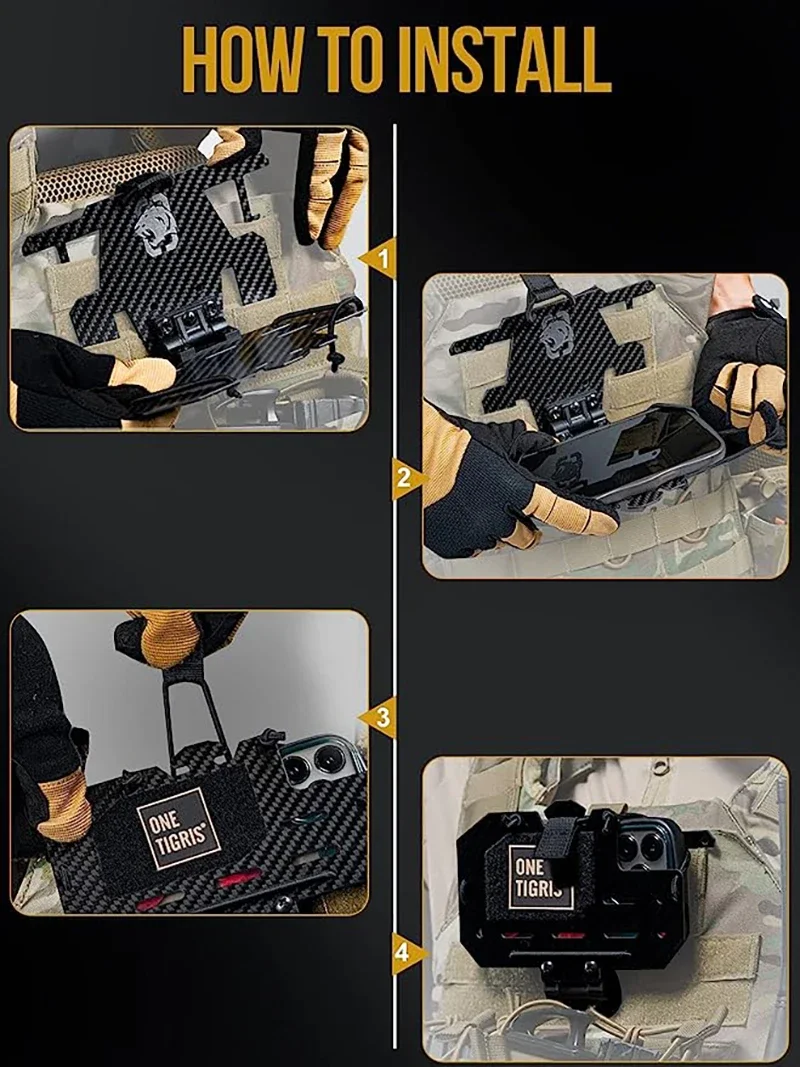 ONETIGRIS Tactical Vest Phone Holder, Universal Chest Cell Phone Board Plate Carrier Phone Mount for Screen Size 4.7"-6.7"