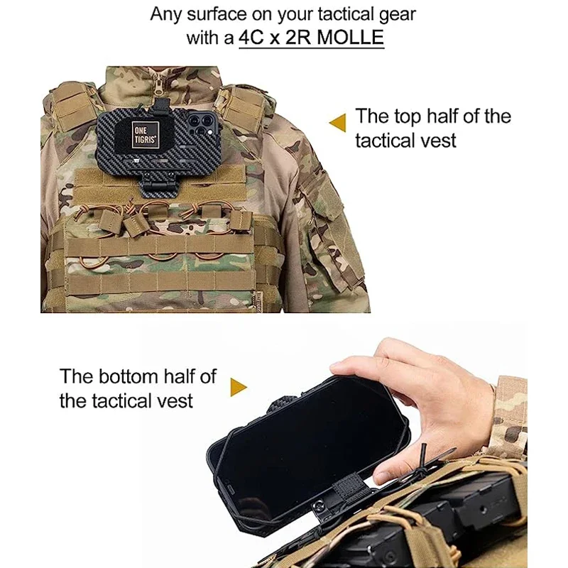 ONETIGRIS Tactical Vest Phone Holder, Universal Chest Cell Phone Board Plate Carrier Phone Mount for Screen Size 4.7"-6.7"