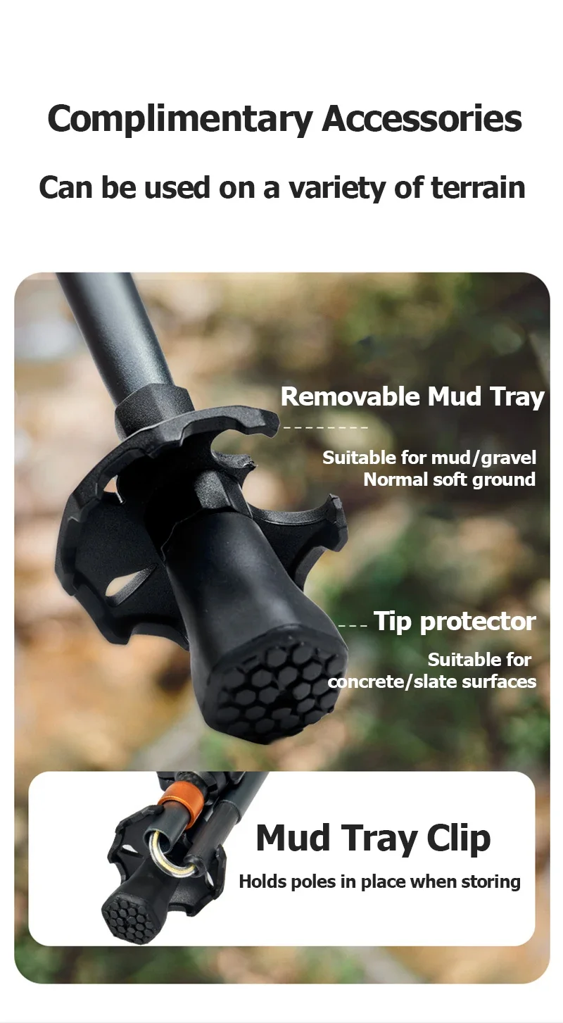 Naturehike Gale UL PRO Trekking Pole Carbon Fiber 7075 Aluminum Alloy Folding Stick Lightweight Outdoor Climbing Walking Sticks