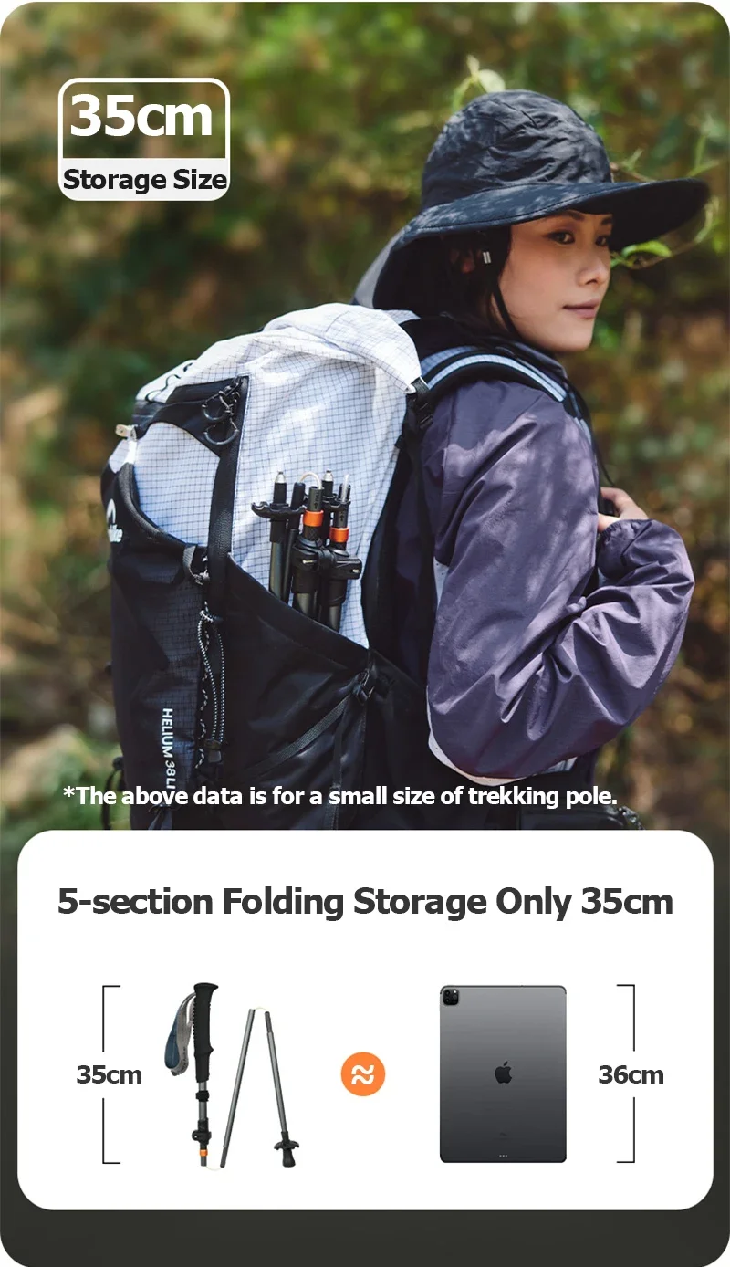 Naturehike Gale UL PRO Trekking Pole Carbon Fiber 7075 Aluminum Alloy Folding Stick Lightweight Outdoor Climbing Walking Sticks