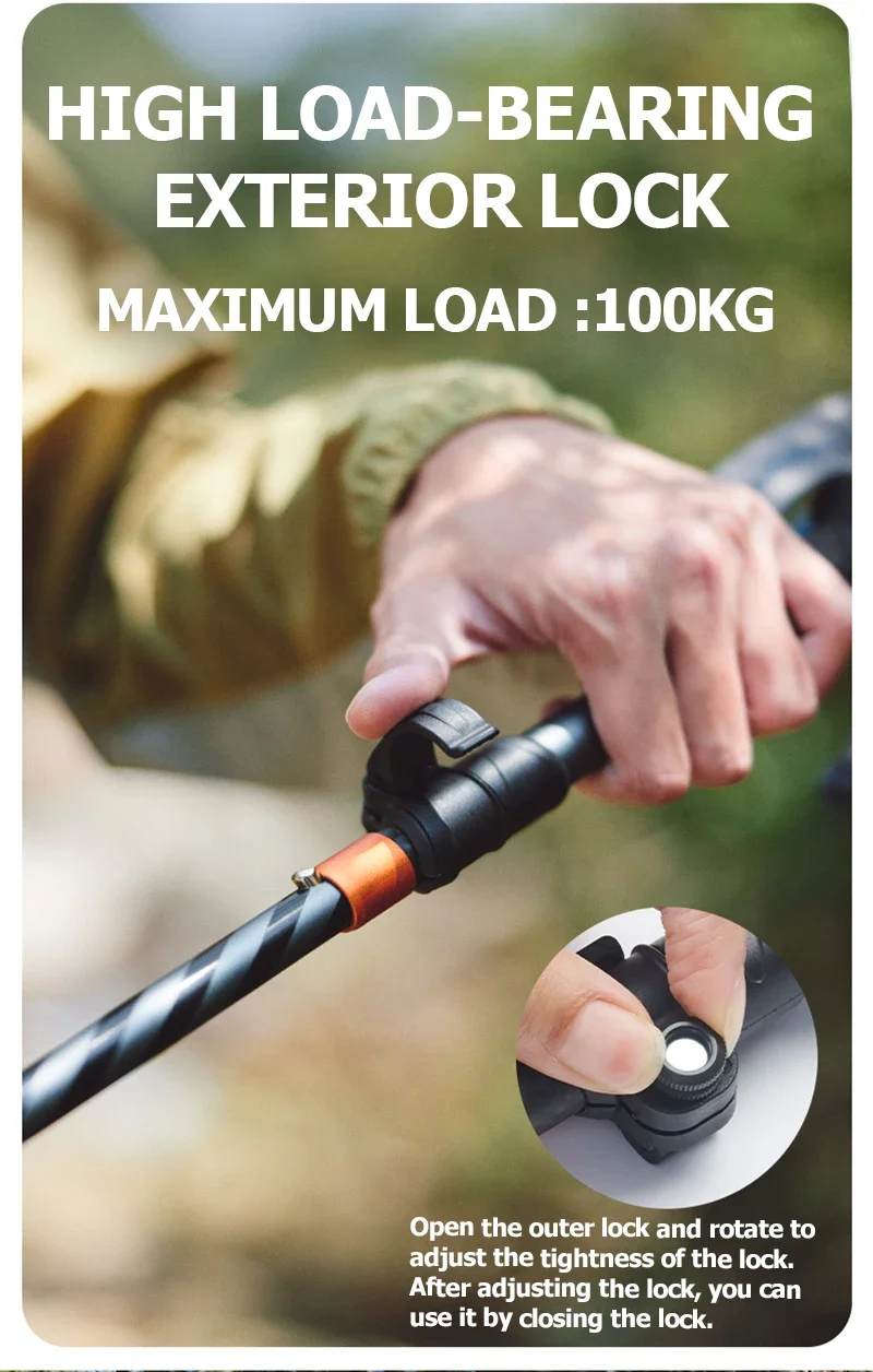 Naturehike Gale UL PRO Trekking Pole Carbon Fiber 7075 Aluminum Alloy Folding Stick Lightweight Outdoor Climbing Walking Sticks
