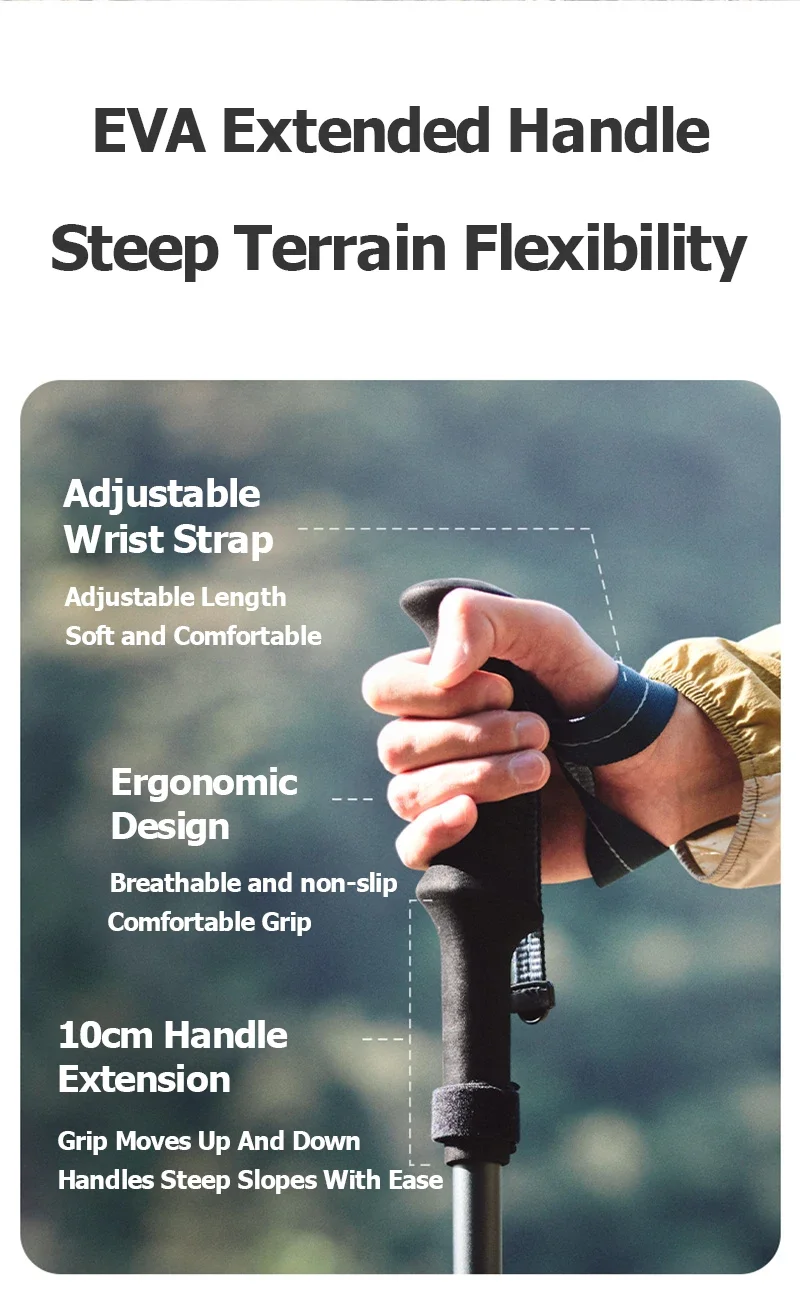 Naturehike Gale UL PRO Trekking Pole Carbon Fiber 7075 Aluminum Alloy Folding Stick Lightweight Outdoor Climbing Walking Sticks