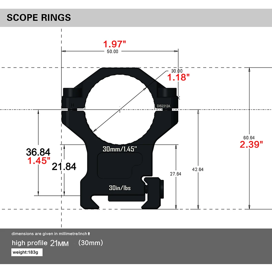Discovery 30mm Scope Ring Rings for Picatinny Rail Cnc 7075 Aviation Aluminum Hunting Acessories Mounting Ring for Outdoor