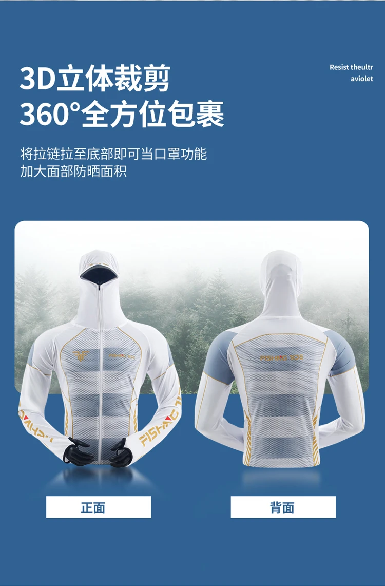 Men's High Quality Fishing Suit Summer Sun Protection Breathable Ice Silk Quick Dry Fishing Hoodie & Pants 2 Piece Set