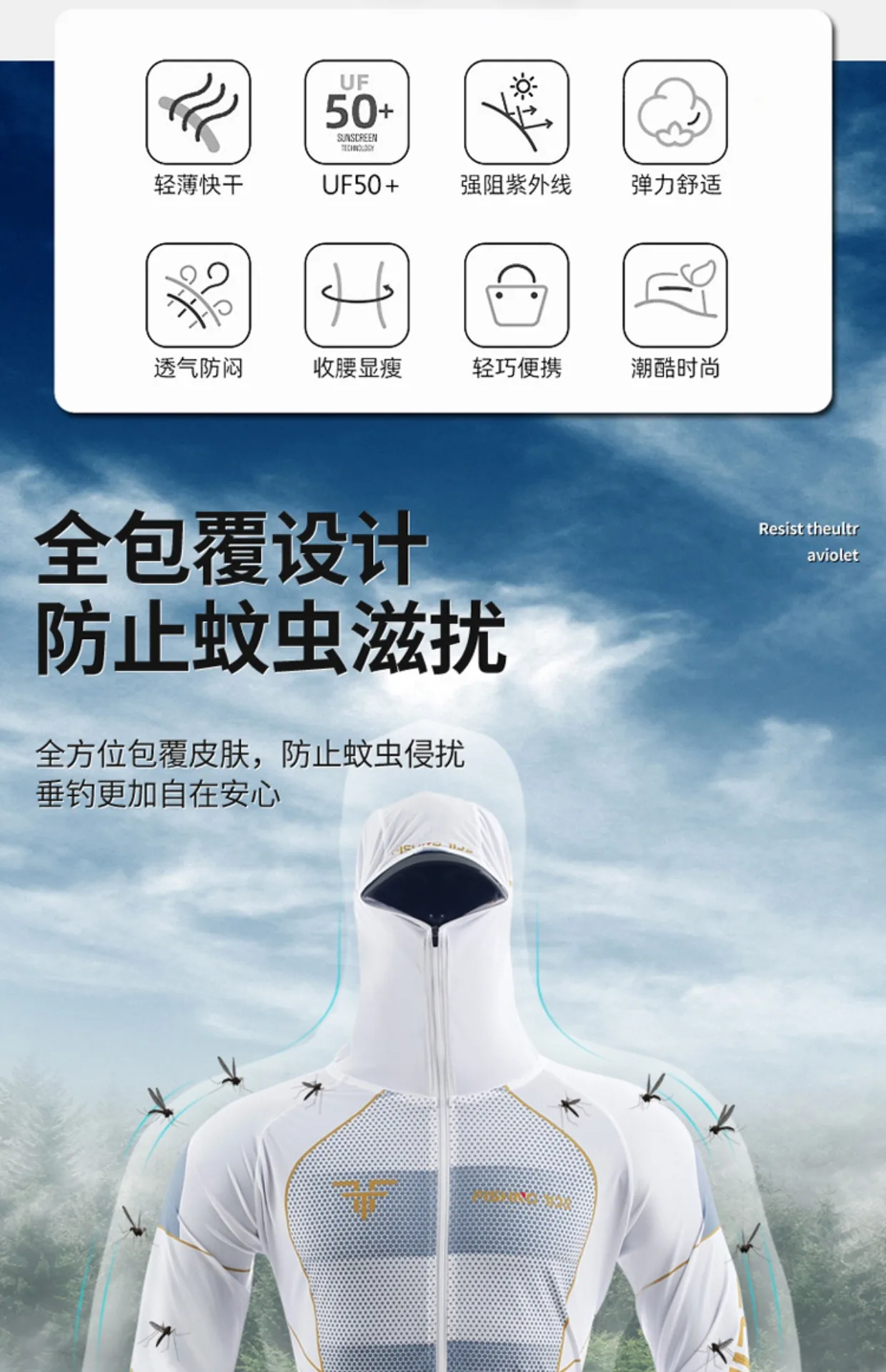 Men's High Quality Fishing Suit Summer Sun Protection Breathable Ice Silk Quick Dry Fishing Hoodie & Pants 2 Piece Set