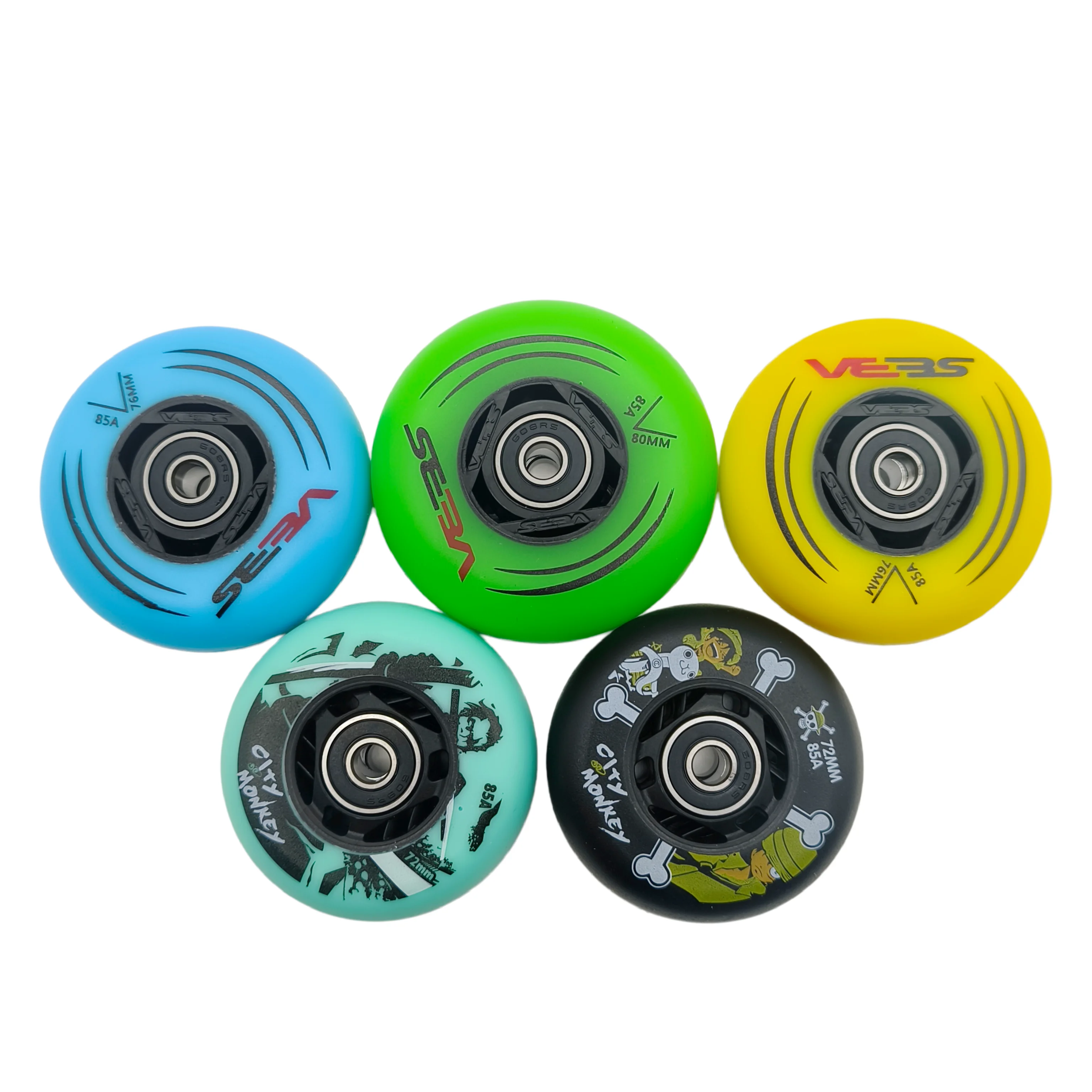 Inline Skate Wheel Roller Wheel 72mm 85a 76mm 80mm Including Bearings 8 Wheels/Lot