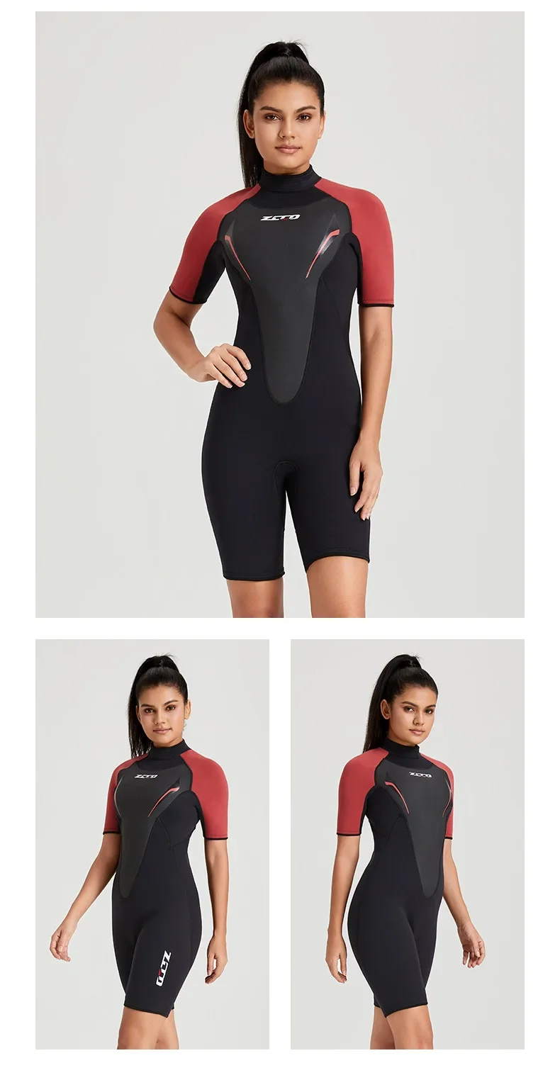 3MM Neoprene Wetsuit Men's One-piece Short Sleeve Thickened Cold Insulation Diving Suit Women's Surf Snorkel Sunscreen Swimsuit