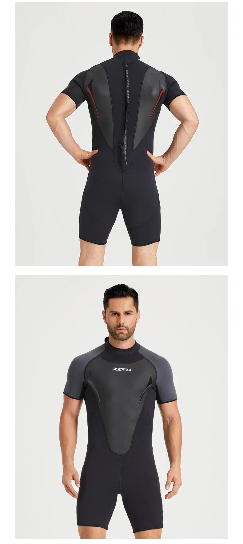 3MM Neoprene Wetsuit Men's One-piece Short Sleeve Thickened Cold Insulation Diving Suit Women's Surf Snorkel Sunscreen Swimsuit