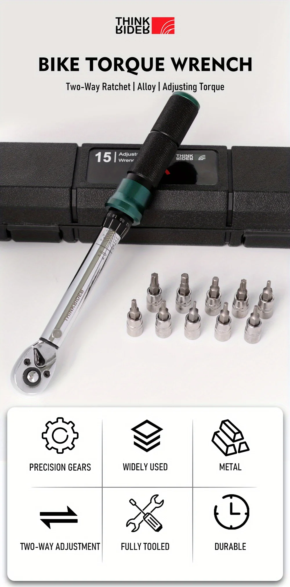 ThinkRider Professional NL-15 Bicycle Bike Torque Wrench Allen Key Tool Socket Spanner Set Kit Cycling Repair Tool Kits