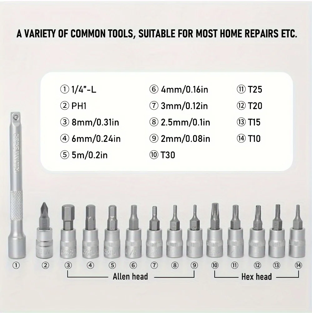 ThinkRider Professional NL-15 Bicycle Bike Torque Wrench Allen Key Tool Socket Spanner Set Kit Cycling Repair Tool Kits