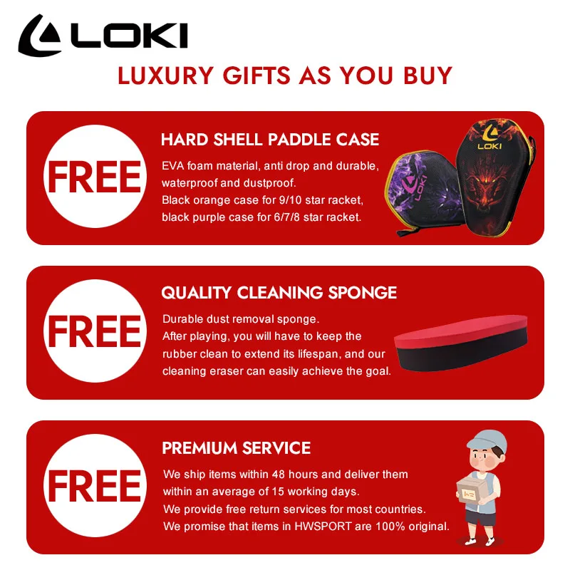 LOKI DRAGON 10 STAR Table Tennis Racket Professional 5 Wood 2 ALC Ping Pong Paddle Bat Carbon Blade with FH RXTON 9 & BH RXTON 7