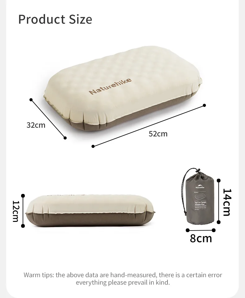 Naturehike Air Pillow Inflatable Pillow Foam Pillow 2 in 1 Waterproof Oilproof Stainproof Adjustable Soft Breathable Camp Travel