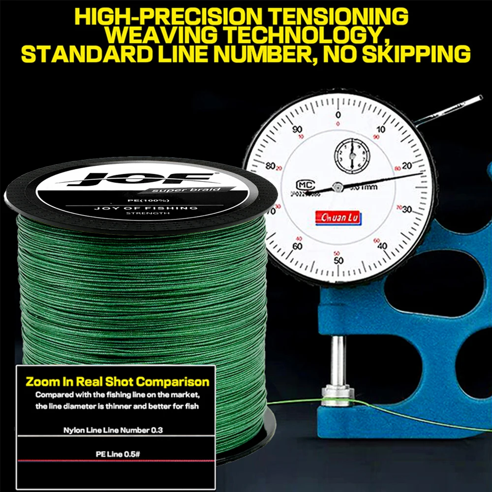 JOF 16 Strands Braided Fishing Line X16 Main Wire Abrasion Resistant Braid PE Lines Freshwater Saltwater Fishing Cord 10-90kg