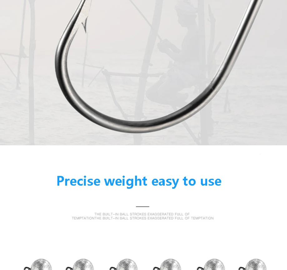 JYJ 1g 3g -20g Fishing rig jig head hook , For Soft Worm Lure Bass Fish Pesca Rockfish Pike Trout Accessories