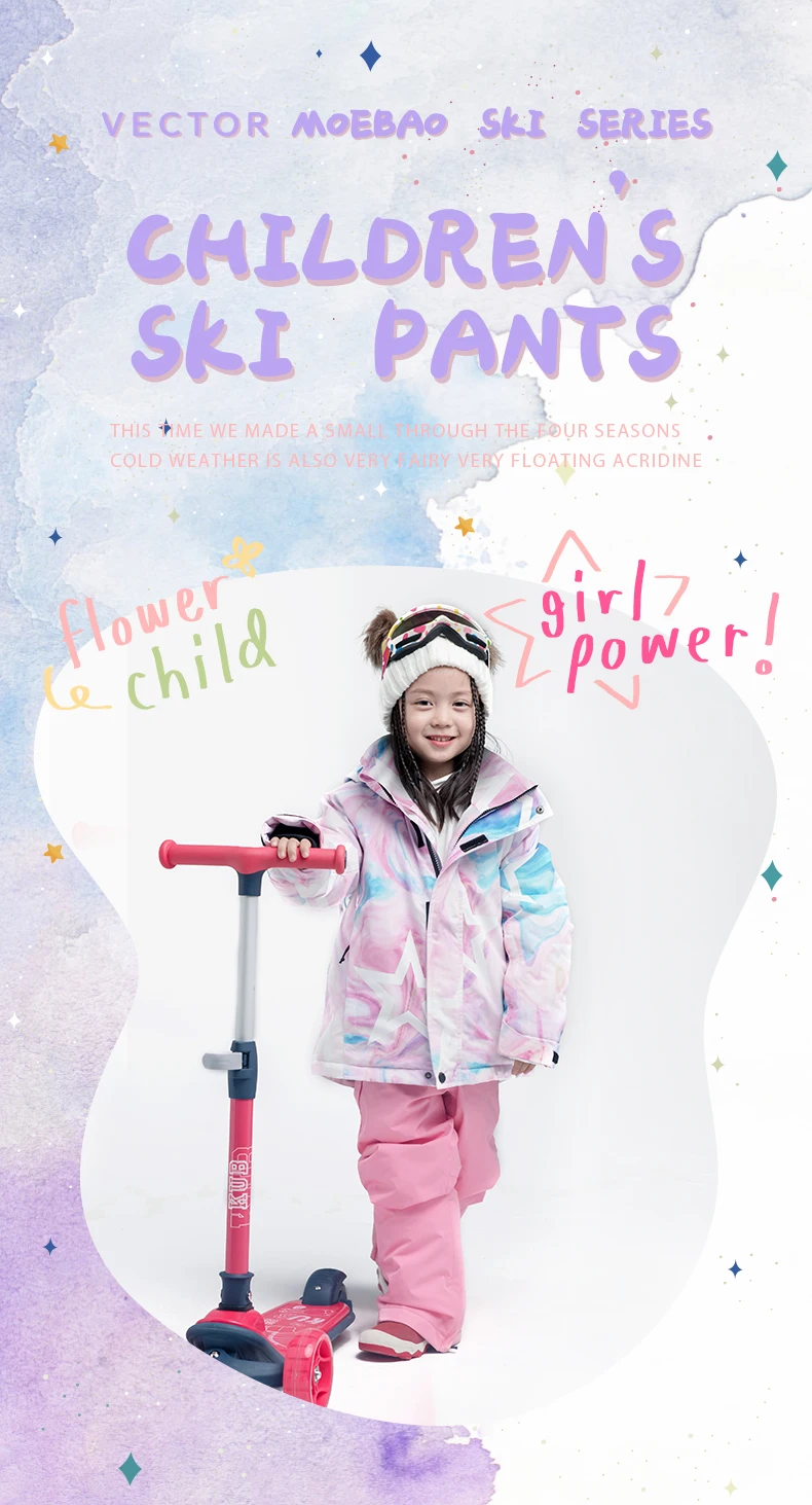VECTOR Ski Pants Boys Girls Children Outdoor High-quality Windproof, Waterproof and Warm Snow Winter Ski Snowboard Pants Brand