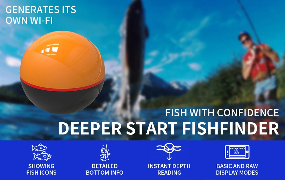 Erchang F68 WIFI Fish Finder 100M Wireless Fishing Sounder Echo Sounder Detect Finder Fishing for Lake Sea Fishing IOS& Android
