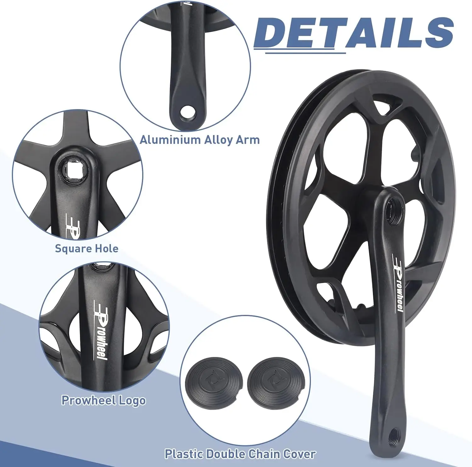 ZUKKA Prowheel Bike Crankset 48T/52T - 170mm Universal Square Crankset Set Double Chain Cover 170MM Crank Aluminium Alloy Arm