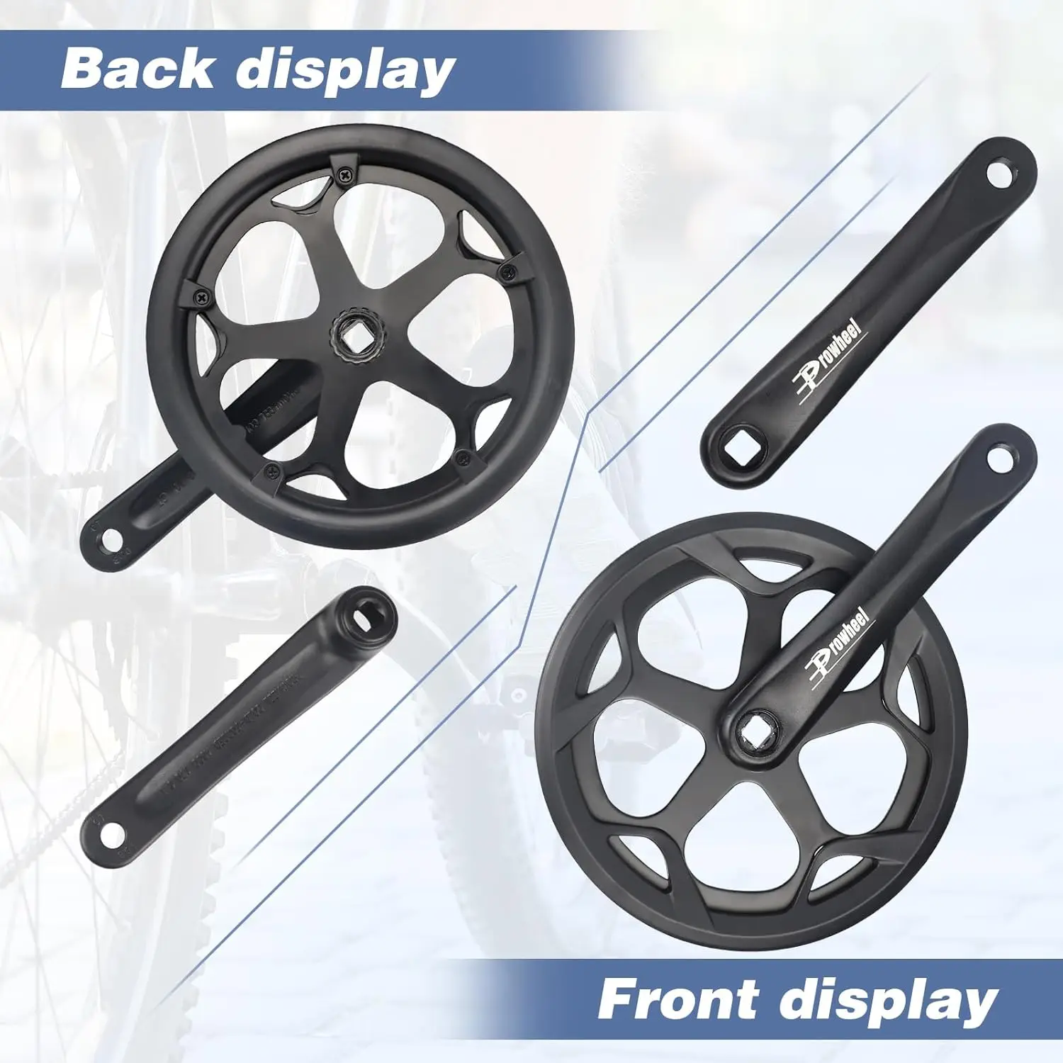 ZUKKA Prowheel Bike Crankset 48T/52T - 170mm Universal Square Crankset Set Double Chain Cover 170MM Crank Aluminium Alloy Arm