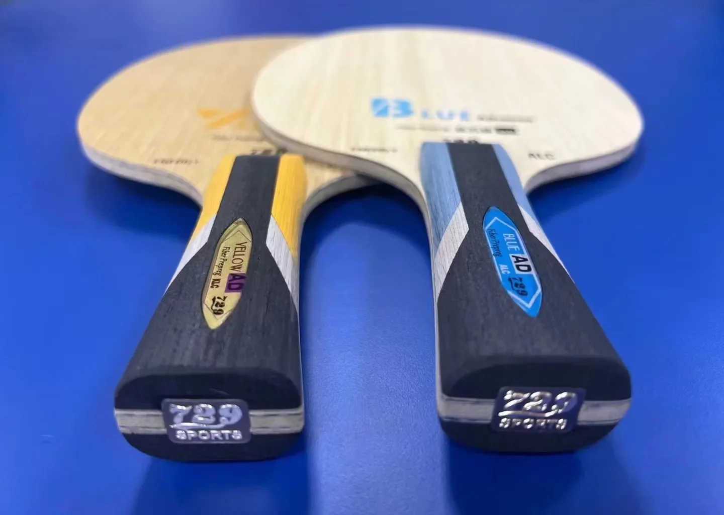 729 Friendship Yellow ALC Table Tennis Blade 5 Wood 2 AD Arylate Carbon Professional Ping Pong Blade Blue ALC Offensive