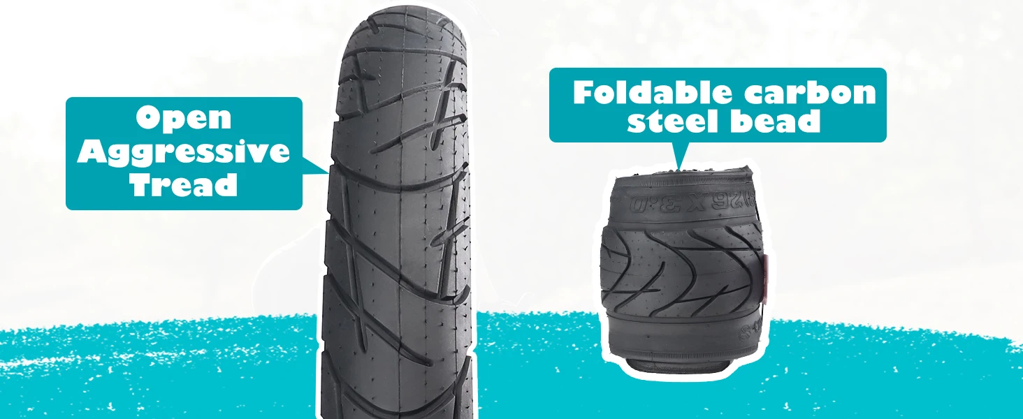 ZUKKA Fat Bike Tire 26' X3' (70-559) Compatible Replacement Bicycle Tire for Mountain Snow and Beach Bike