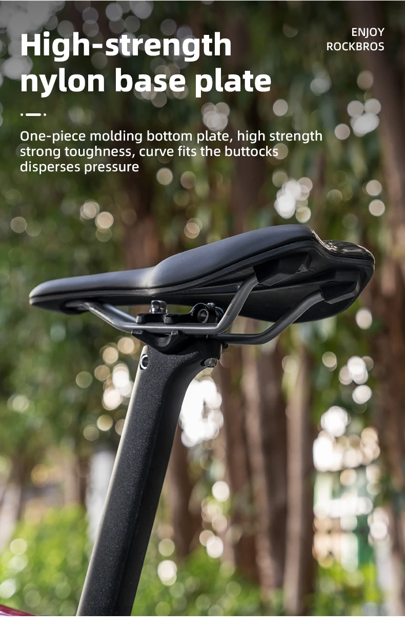 ROCKBROS Bicycle Saddle Ultralight Hollow Shock-Absorbing MTB Road Nylon Bike Saddle Comfortable Cycling Seat Parts PVC Leather