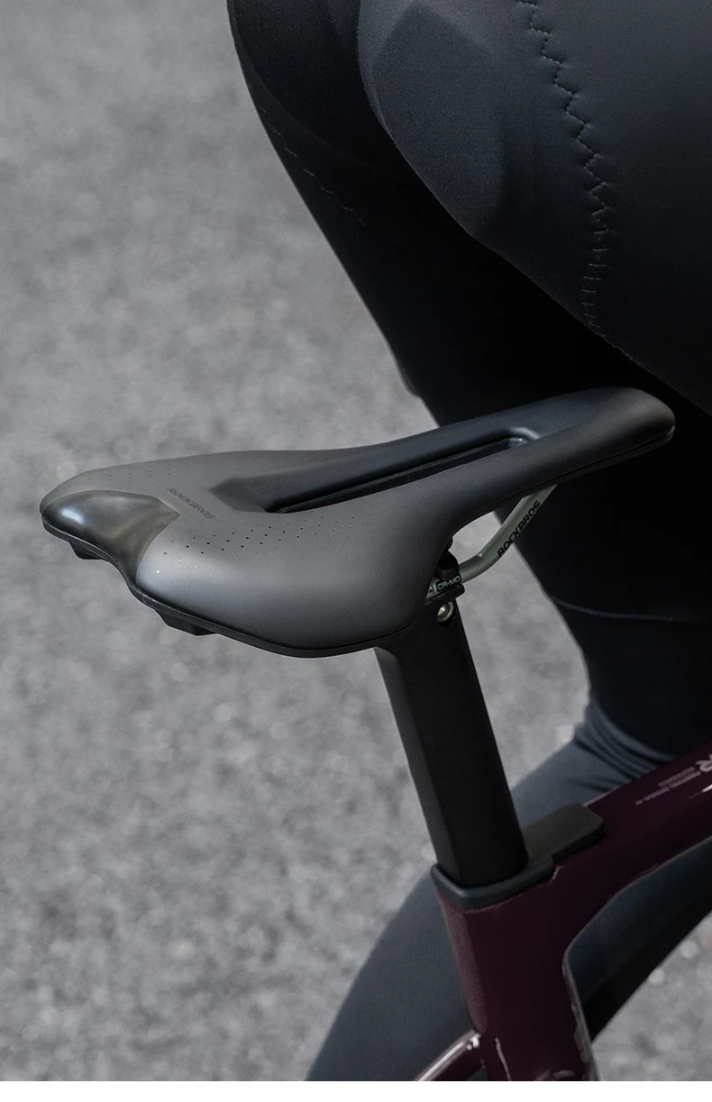 ROCKBROS Bicycle Saddle Ultralight Hollow Shock-Absorbing MTB Road Nylon Bike Saddle Comfortable Cycling Seat Parts PVC Leather