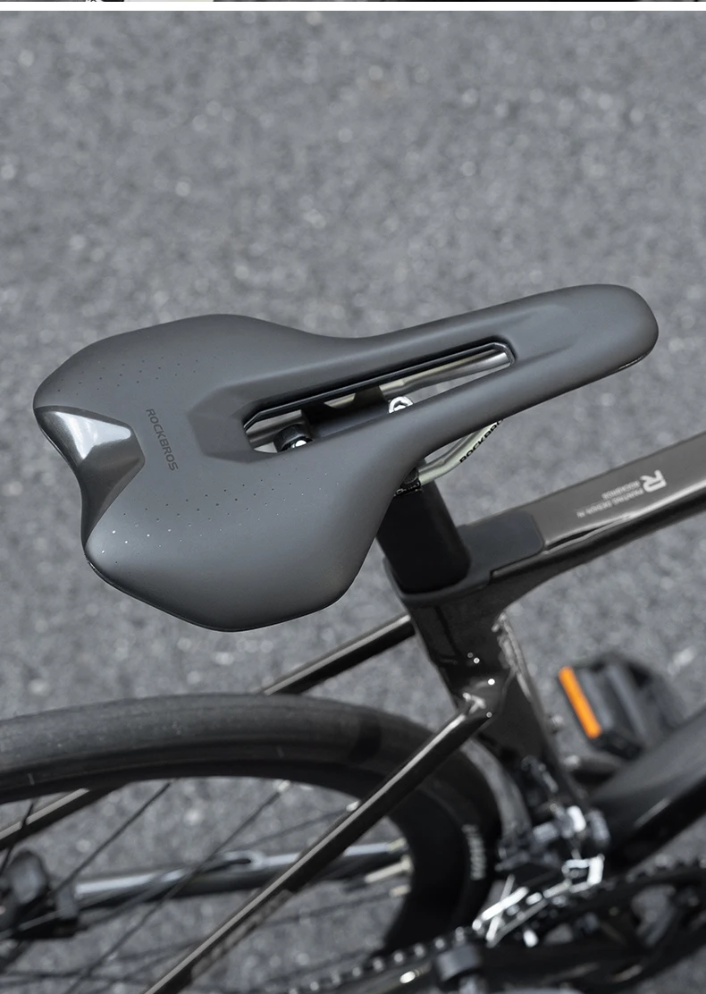 ROCKBROS Bicycle Saddle Ultralight Hollow Shock-Absorbing MTB Road Nylon Bike Saddle Comfortable Cycling Seat Parts PVC Leather