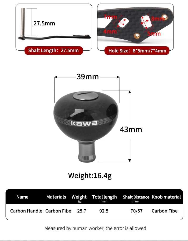Kawa 1pc Fishing Reel Handle Carbon Fiber Materails Super Light Suit For Shi/D/Ab Series Casting Double Reel Handle AccessoryDIY