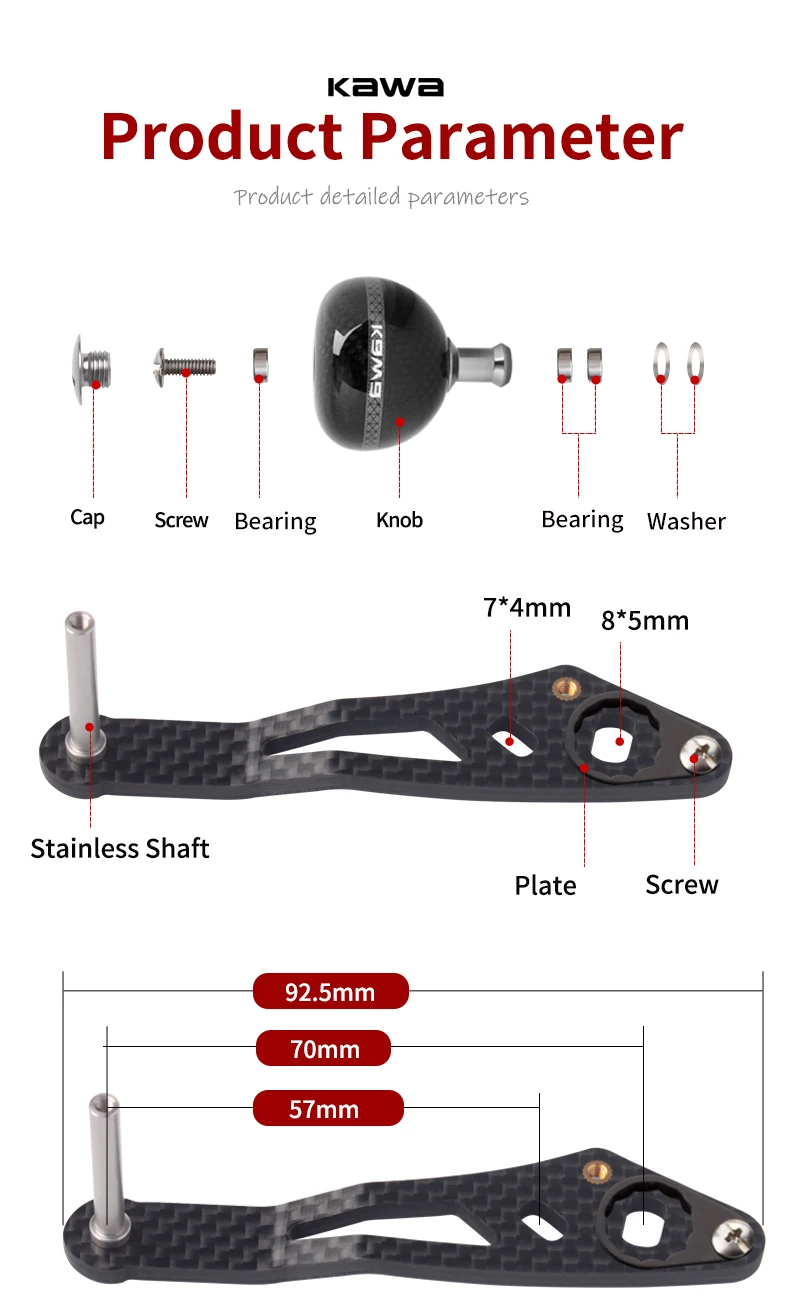 Kawa 1pc Fishing Reel Handle Carbon Fiber Materails Super Light Suit For Shi/D/Ab Series Casting Double Reel Handle AccessoryDIY