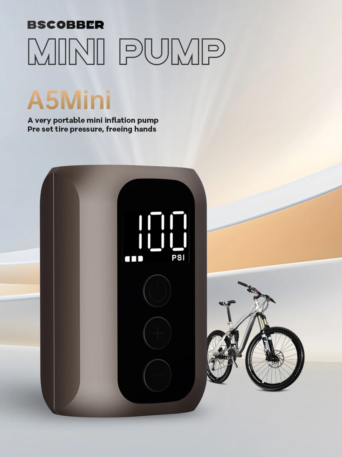 BSCOBBER Bike Accessories Portable Air Pump Tire Inflator Cycling For Mountain Bike Ball MTB Electric Bicycle Tools 100PSI