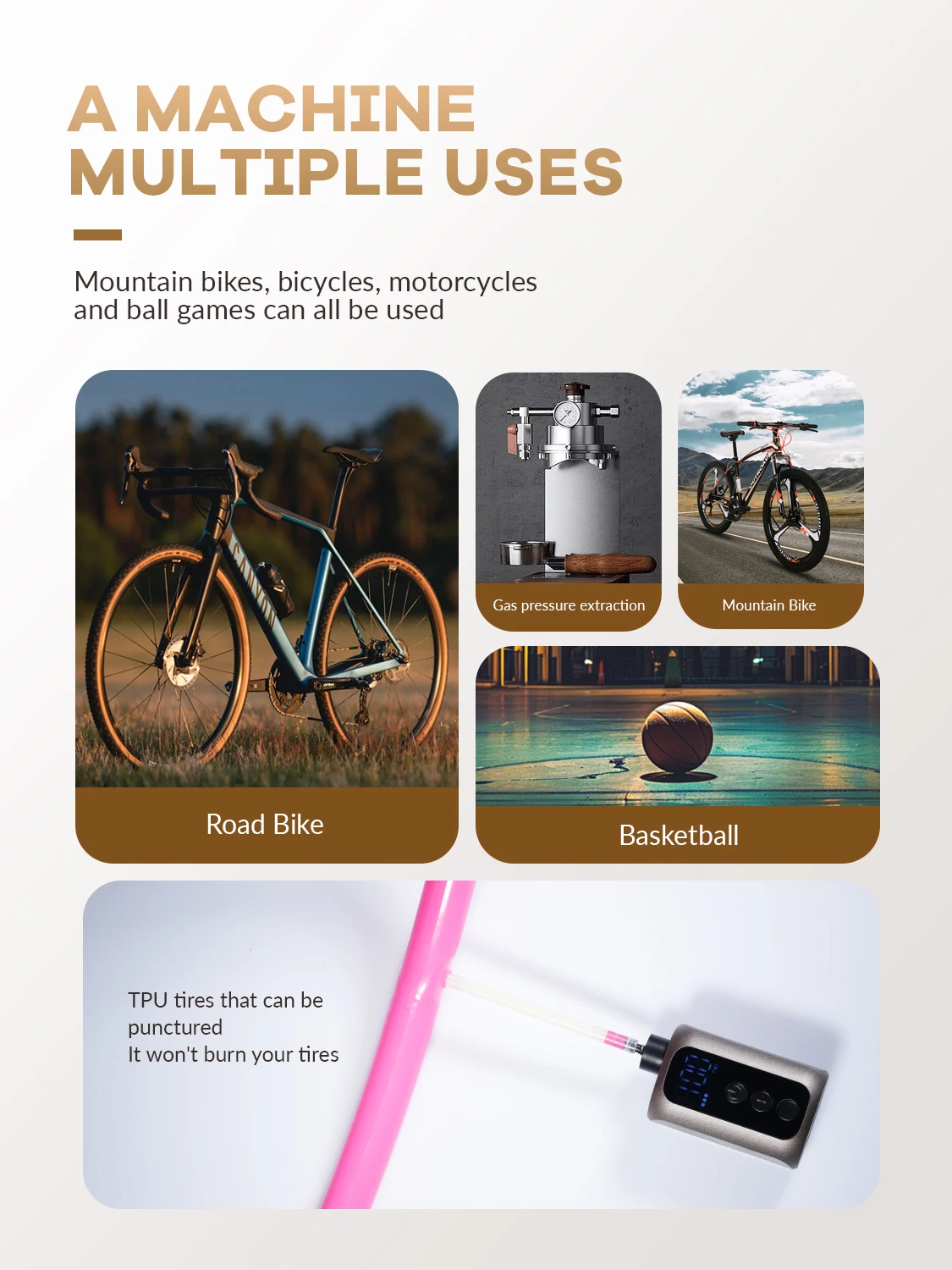 BSCOBBER Bike Accessories Portable Air Pump Tire Inflator Cycling For Mountain Bike Ball MTB Electric Bicycle Tools 100PSI