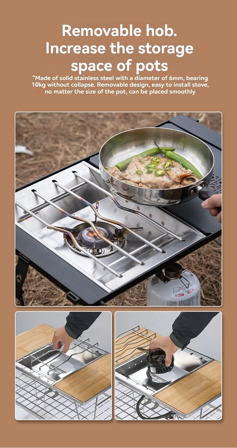 CAMPINGMOON CK-25PG Stainless Steel Korean Style Furnace Plate Frame Camping Sinking Windproof IGT One Unit Furnace Plate