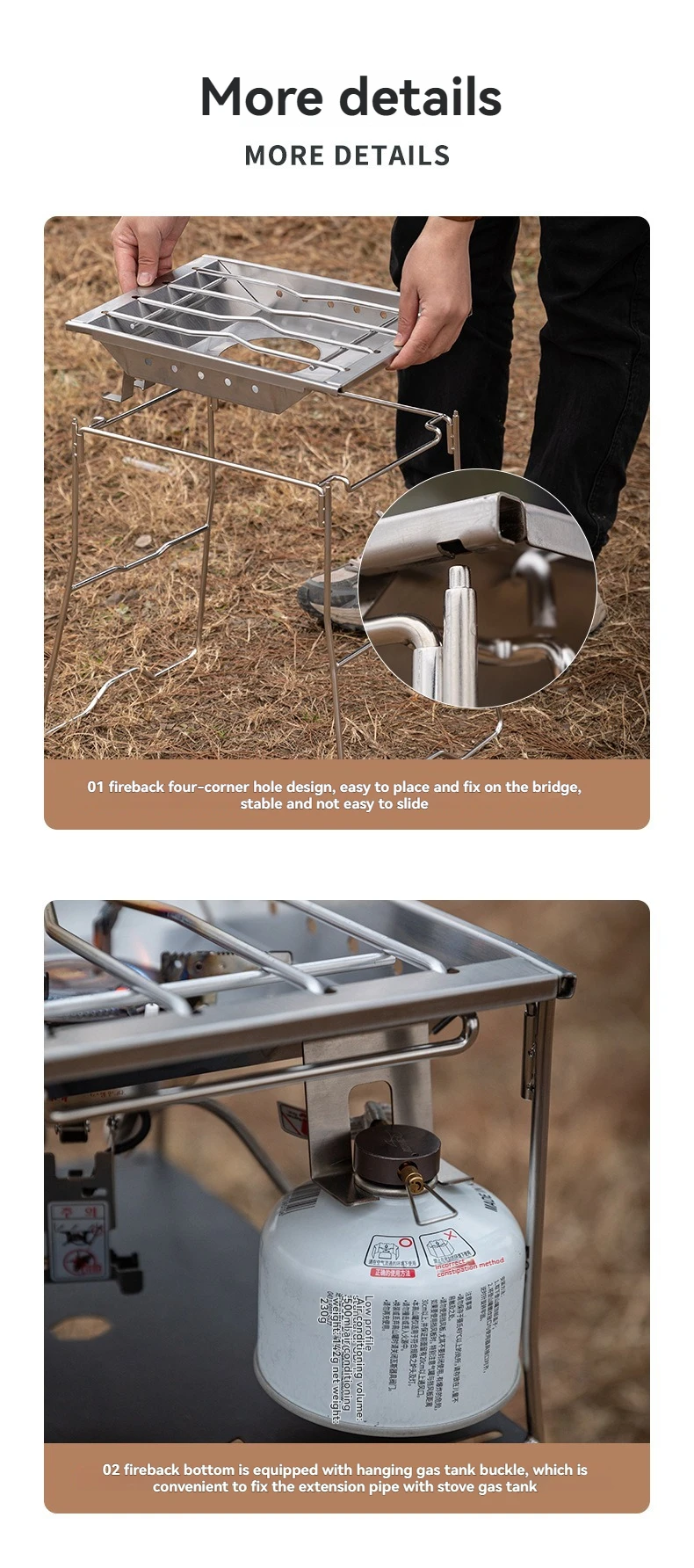 CAMPINGMOON CK-25PG Stainless Steel Korean Style Furnace Plate Frame Camping Sinking Windproof IGT One Unit Furnace Plate