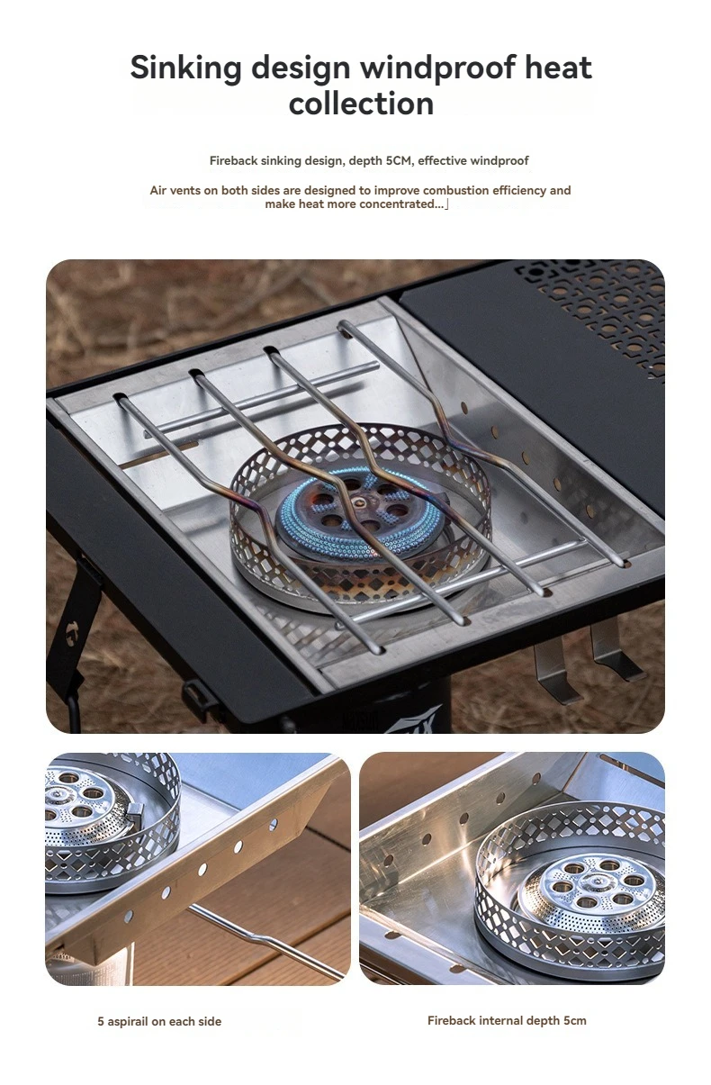 CAMPINGMOON CK-25PG Stainless Steel Korean Style Furnace Plate Frame Camping Sinking Windproof IGT One Unit Furnace Plate