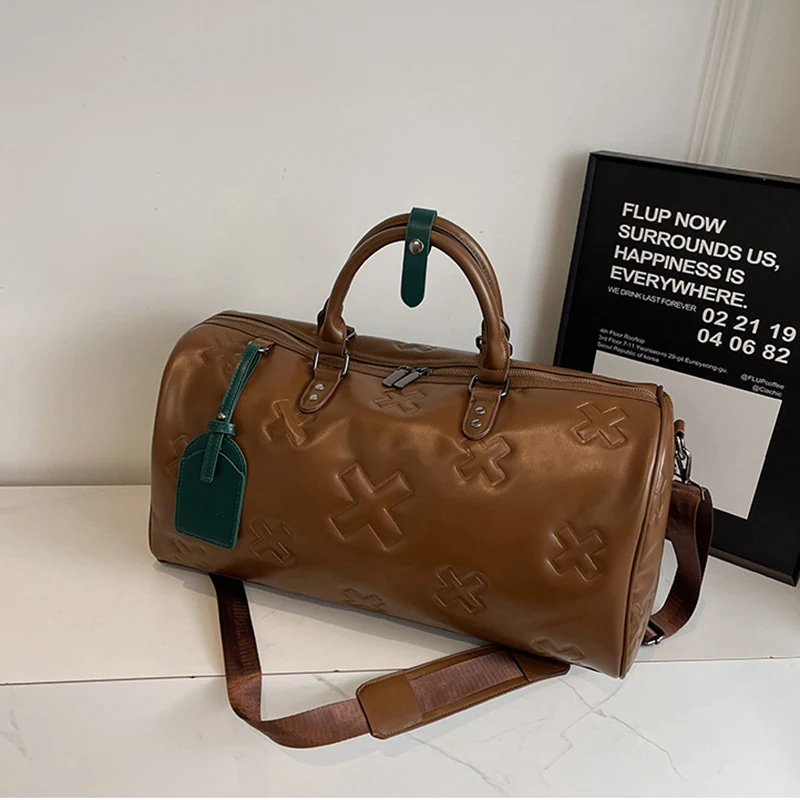 Fashion Bag PU Leather Women'S Gym Fitness Yoga Travel Luggage Boston Handbag Outdoor Duffle Sports Suitcase Shoulder Tote Bag