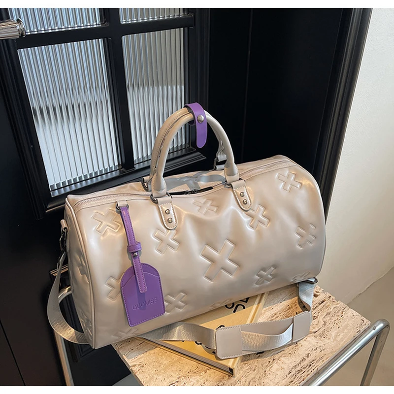 Fashion Bag PU Leather Women'S Gym Fitness Yoga Travel Luggage Boston Handbag Outdoor Duffle Sports Suitcase Shoulder Tote Bag