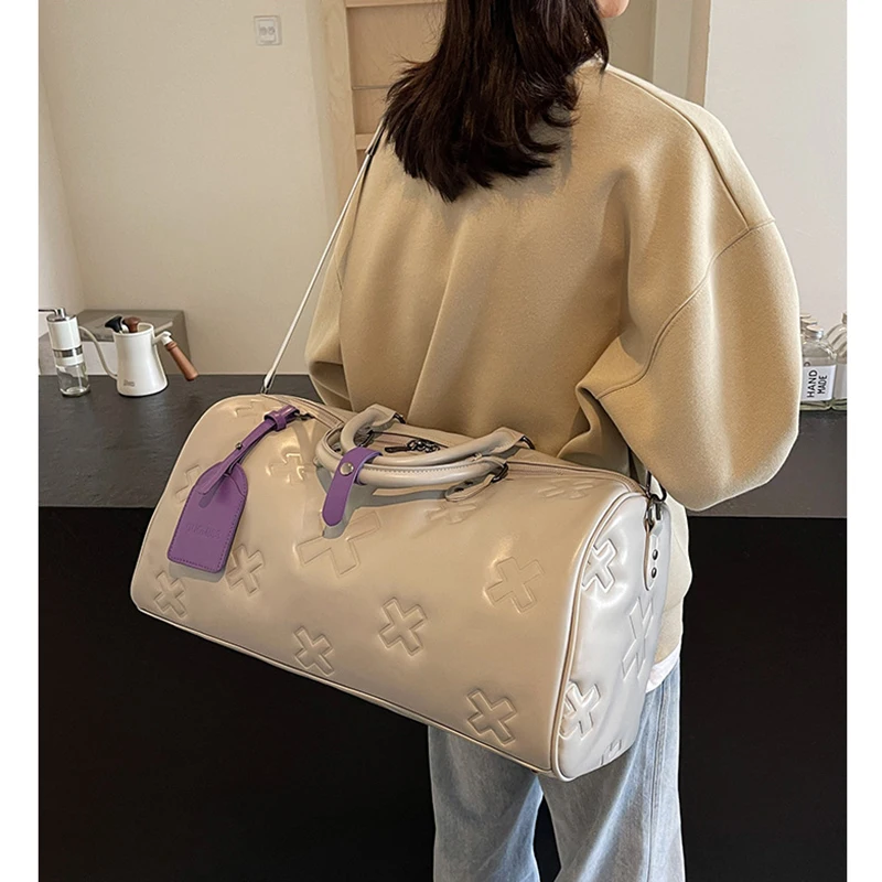 Fashion Bag PU Leather Women'S Gym Fitness Yoga Travel Luggage Boston Handbag Outdoor Duffle Sports Suitcase Shoulder Tote Bag