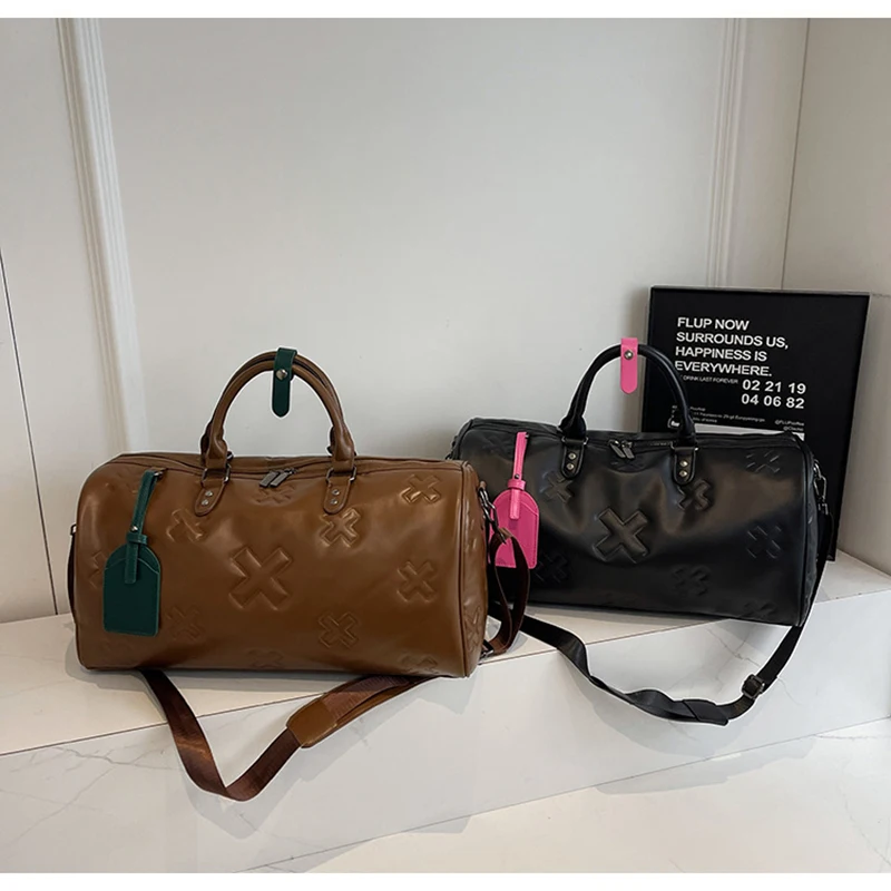 Fashion Bag PU Leather Women'S Gym Fitness Yoga Travel Luggage Boston Handbag Outdoor Duffle Sports Suitcase Shoulder Tote Bag