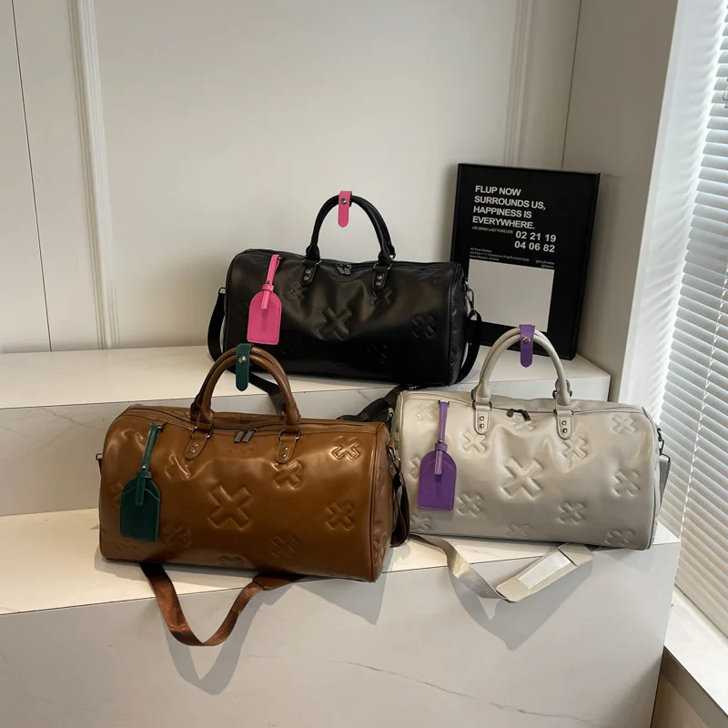 Fashion Bag PU Leather Women'S Gym Fitness Yoga Travel Luggage Boston Handbag Outdoor Duffle Sports Suitcase Shoulder Tote Bag